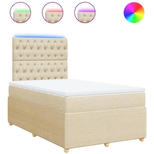 vidaXL Sommier à lattes de lit avec matelas Crème 120x200 cm Tissu pas cher