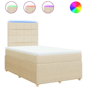 vidaXL Sommier à lattes de lit avec matelas Crème 120x200 cm Tissu pas cher
