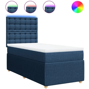 vidaXL Sommier à lattes de lit avec matelas Bleu 140x190 cm Tissu pas cher