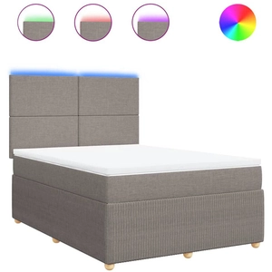 vidaXL Sommier à lattes de lit avec matelas Taupe 140x200 cm Tissu pas cher