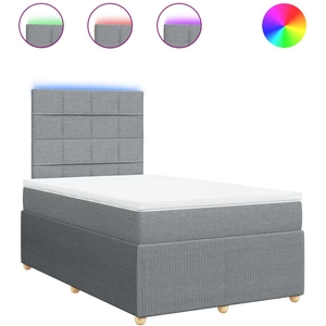 vidaXL Sommier à lattes de lit avec matelas Gris clair 120x200cm Tissu pas cher