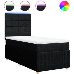 vidaXL Sommier à lattes de lit avec matelas Noir 120x200 cm Tissu