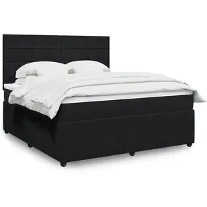 vidaXL Sommier à lattes de lit avec matelas Noir 180x200 cm Velours pas cher