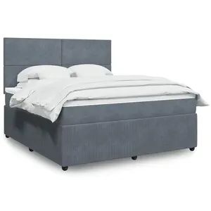 vidaXL Sommier à lattes de lit et matelas Gris foncé 180x200cm Velours pas cher