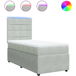 vidaXL Sommier à lattes de lit et matelas Gris clair 180x200cm Velours pas cher