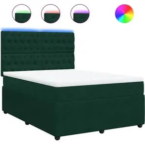 vidaXL Sommier à lattes de lit et matelas Vert foncé 140x190cm Velours