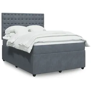 vidaXL Sommier à lattes de lit et matelas Gris foncé 160x200cm Velours pas cher