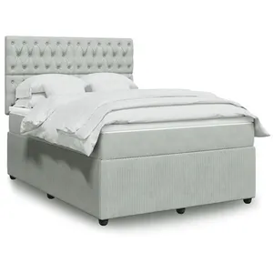 vidaXL Sommier à lattes de lit et matelas Gris clair 160x200cm Velours pas cher