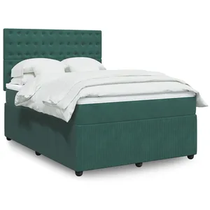 vidaXL Sommier à lattes de lit et matelas Vert foncé 160x200cm Velours