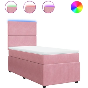 vidaXL Sommier à lattes de lit avec matelas Rose 140x190 cm Velours pas cher