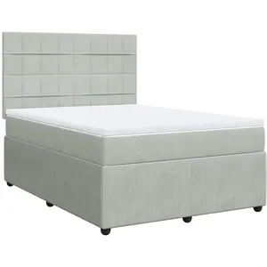 vidaXL Sommier à lattes de lit et matelas Gris clair 140x190cm Velours pas cher