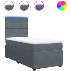 vidaXL Sommier à lattes de lit et matelas Gris foncé 140x190cm Velours pas cher