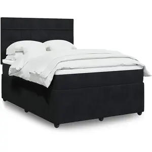 vidaXL Sommier à lattes de lit avec matelas Noir 140x190 cm Velours pas cher