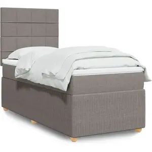 vidaXL Sommier à lattes de lit avec matelas Taupe 90x190 cm Tissu pas cher
