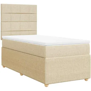 vidaXL Sommier à lattes de lit et matelas Crème 90x190 cm Tissu pas cher