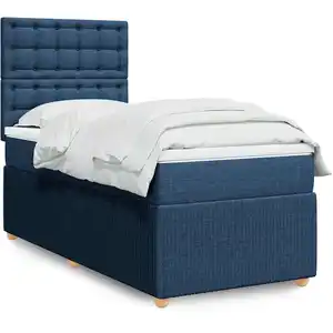 vidaXL Sommier à lattes de lit avec matelas Bleu 80x200 cm Tissu pas cher