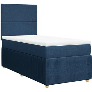 vidaXL Sommier à lattes de lit avec matelas Bleu 80x200 cm Tissu pas cher