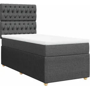 vidaXL Sommier à lattes de lit avec matelas Gris foncé 80x200 cm Tissu pas cher