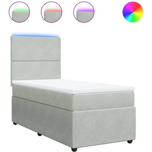 vidaXL Sommier à lattes de lit et matelas Gris clair 200x200cm Velours pas cher
