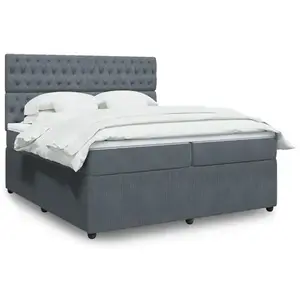 vidaXL Sommier à lattes de lit et matelas Gris foncé 200x200cm Velours pas cher