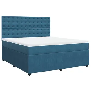 vidaXL Sommier à lattes de lit et matelas bleu 180x200 cm velours pas cher