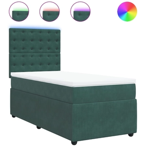 vidaXL Sommier à lattes de lit et matelas Vert foncé 200x200cm Velours pas cher