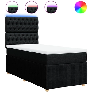 vidaXL Sommier à lattes de lit avec matelas Noir 90x200 cm Tissu pas cher