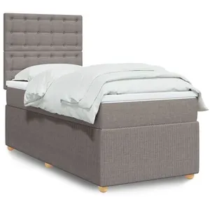 vidaXL Sommier à lattes de lit avec matelas Taupe 90x200 cm Tissu pas cher
