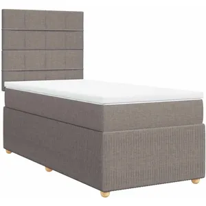 vidaXL Sommier à lattes de lit avec matelas Taupe 90x200 cm Tissu pas cher