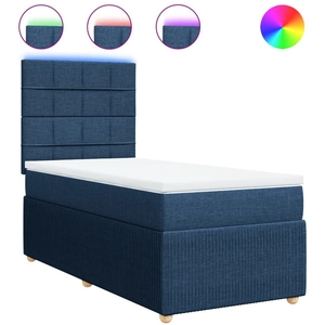 Sommier à lattes de lit avec matelas Bleu 90x200 cm Tissu Vidaxl Bleu pas cher