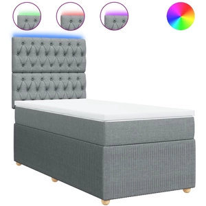vidaXL Sommier à lattes de lit avec matelas Gris clair 90x200 cm Tissu pas cher