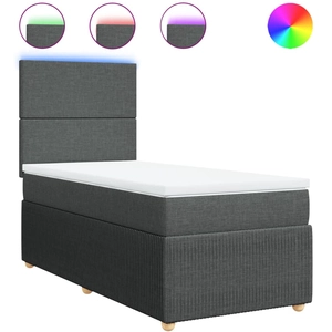 vidaXL Sommier à lattes de lit avec matelas Gris foncé 100x200cm Tissu pas cher