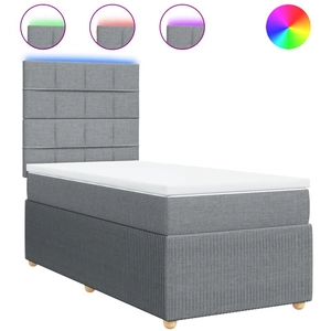 vidaXL Sommier à lattes de lit avec matelas Gris clair 100x200cm Tissu pas cher