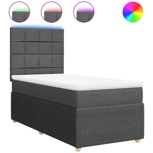 vidaXL Sommier à lattes de lit avec matelas Gris foncé 100x200cm Tissu pas cher