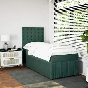 vidaXL Sommier à lattes de lit et matelas Vert foncé 80x200 cm Velours pas cher
