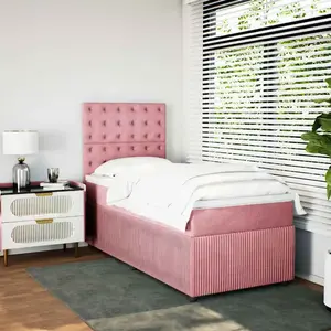 vidaXL Sommier à lattes de lit et matelas Rose 80x200 cm Velours pas cher