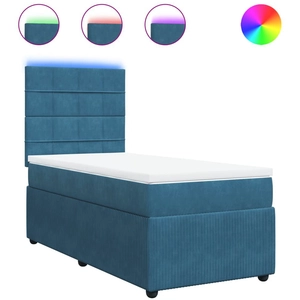 vidaXL Sommier à lattes de lit avec matelas bleu 80x200 cm velours pas cher