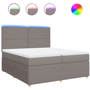 vidaXL Sommier à lattes de lit avec matelas Taupe 200x200 cm Tissu pas cher