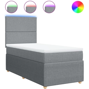 vidaXL Sommier à lattes de lit avec matelas Gris clair 200x200cm Tissu pas cher