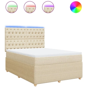 vidaXL Sommier à lattes de lit avec matelas Crème 160x200 cm Tissu pas cher