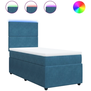 vidaXL Sommier à lattes de lit et matelas bleu 120x200 cm velours pas cher