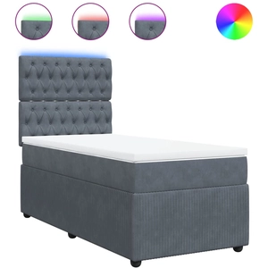 vidaXL Sommier à lattes de lit et matelas Gris foncé 120x200cm Velours pas cher