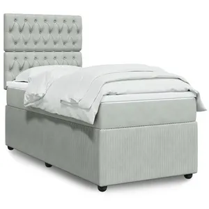 vidaXL Sommier à lattes de lit et matelas Gris clair 90x200 cm Velours pas cher