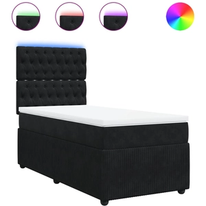 vidaXL Sommier à lattes de lit avec matelas Noir 90x200 cm Velours pas cher