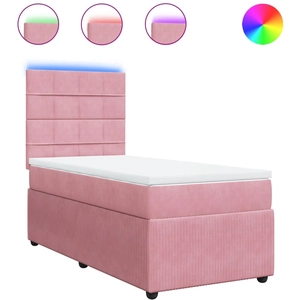 vidaXL Sommier à lattes de lit avec matelas Rose 100x200 cm Velours pas cher