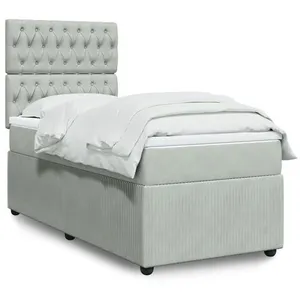 vidaXL Sommier à lattes de lit et matelas Gris clair 90x190 cm Velours pas cher