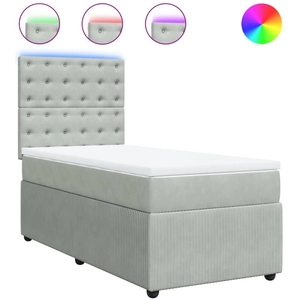 vidaXL Sommier à lattes de lit et matelas Gris clair 90x190 cm Velours pas cher
