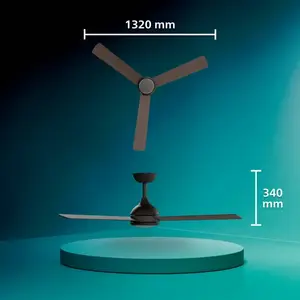 Philips Civx Plafondventilator met LED-lamp - 3 Bladen - Diameter: 132cm - Drie tinten wit licht (3000K / 4300K / 6500K) - Dimbaar tot 10% - Afstandsbediening - Zwart of Donker hout - 2500 Lumen pas cher