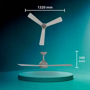 Philips Civx Plafondventilator met LED-lamp - 3 Bladen - Diameter: 132cm - Drie tinten wit licht (3000K / 4300K / 6500K) - Dimbaar tot 10% - Afstandsbediening - Wit of Licht hout - 2500 Lumen pas cher