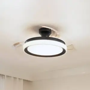 Philips Bliss Plafondventilator met ingebouwde LED-lamp - 3 Intrekbare bladen, diameter: 106cm - 4500 Lumen - Instelbaar wit licht van 2700K tot 6500K - Dimbaar tot 5% - Afstandsbediening - Zwart pas cher